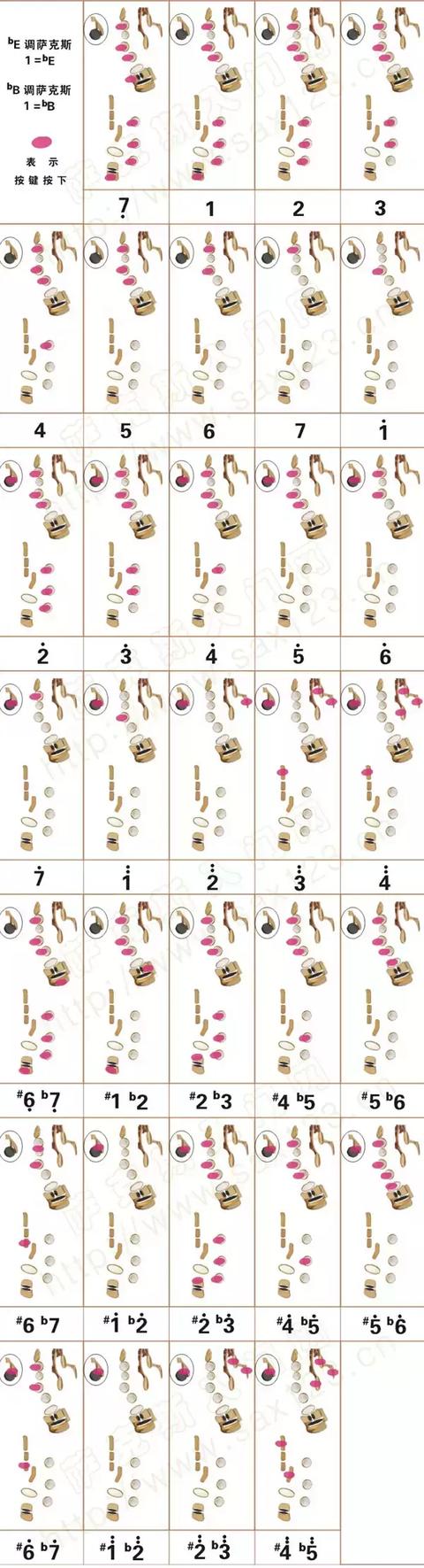 中音薩克斯降e調指法表 中音薩克斯降e調指法表